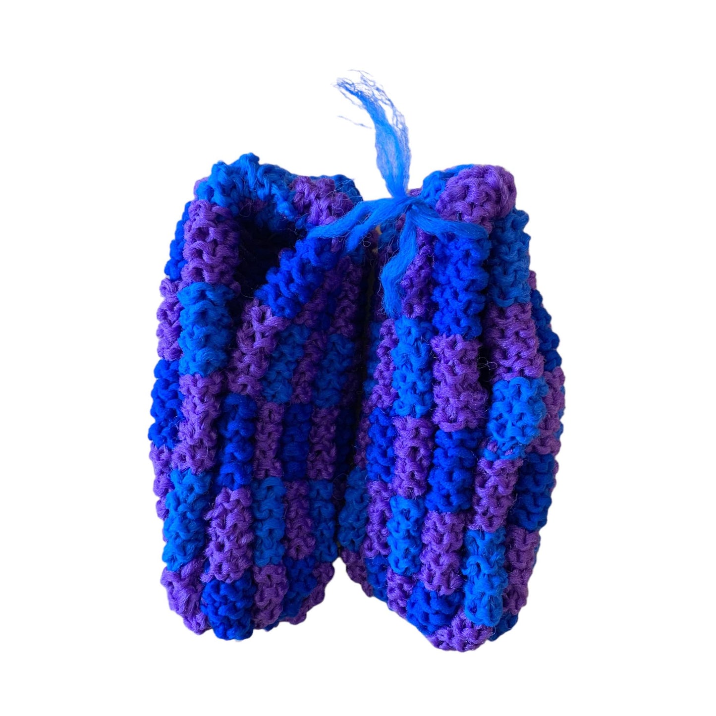 Pantoufles en phentex Carreauté Femme 2 tons de bleus et mauve