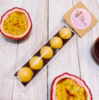 Petite tablette chocolat noir et chocolat au fruit de la passion 32g