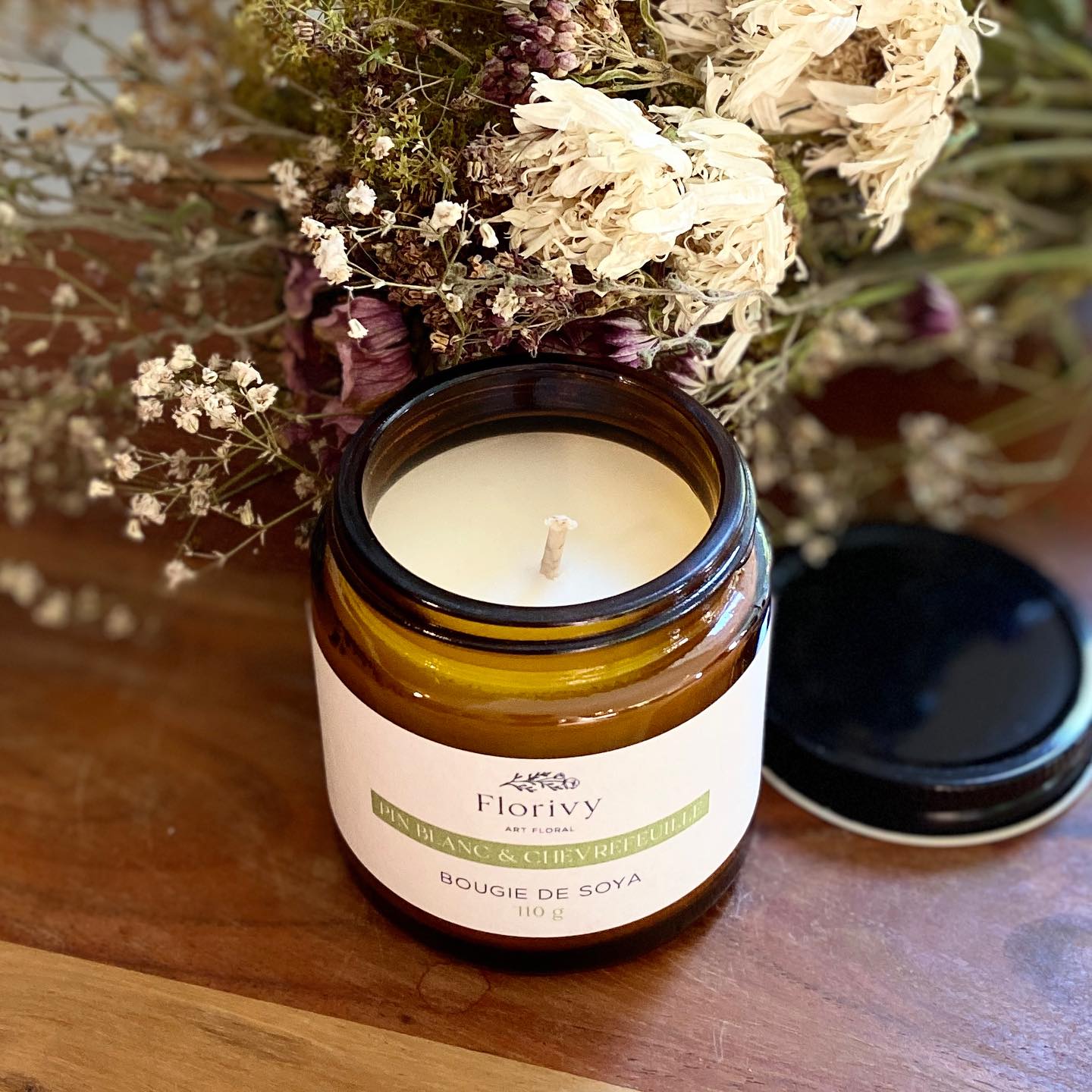 Bougie de soya - pin blanc & chèvrefeuille