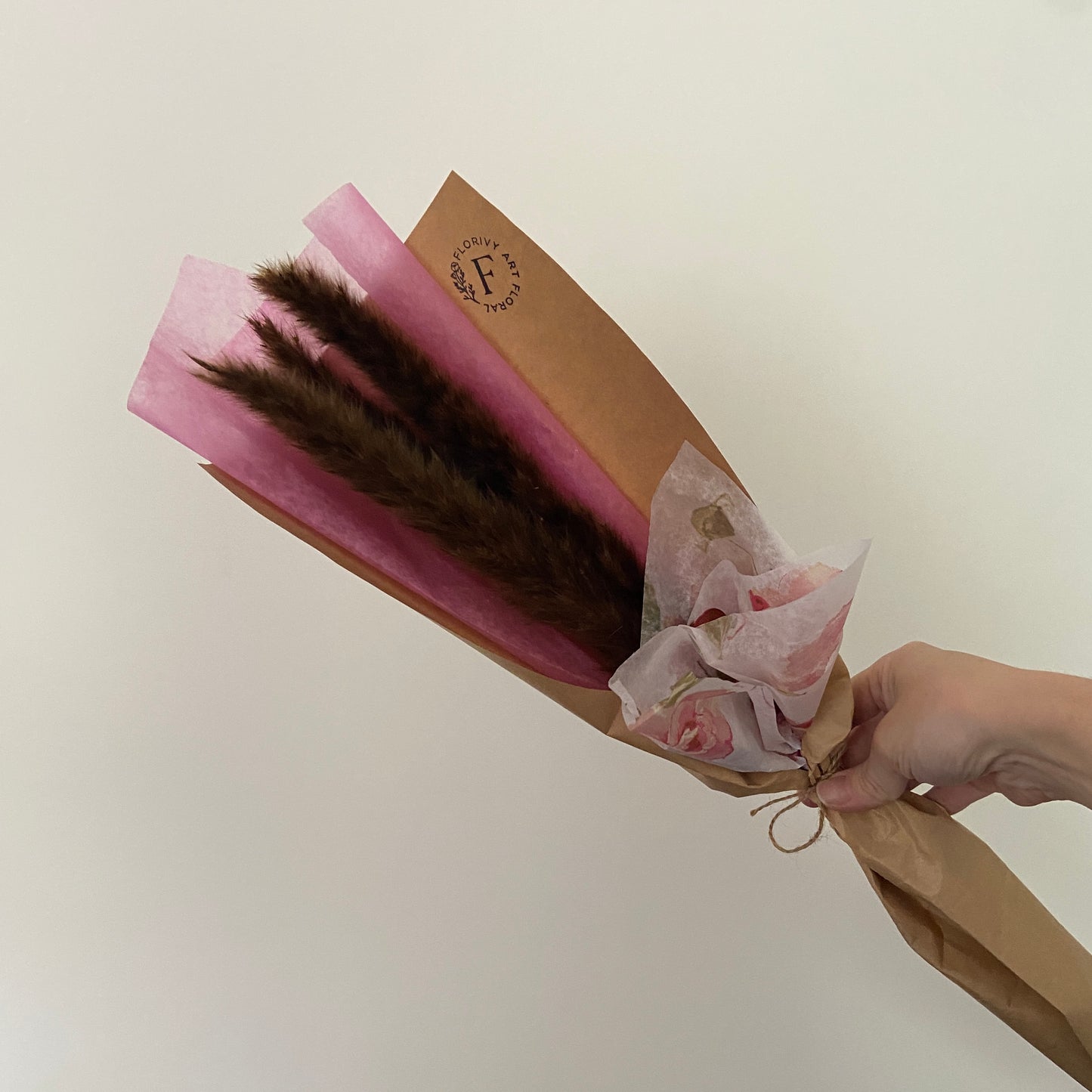 Bouquet de fleurs séchées - bohème pampas brun