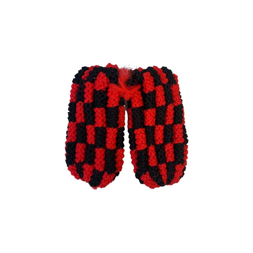 Pantoufles en phentex Enfant Carreauté Rouge & noir