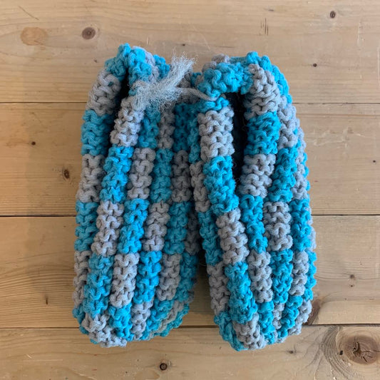 Pantoufles en phentex Femme Carreauté Gris et Turquoise