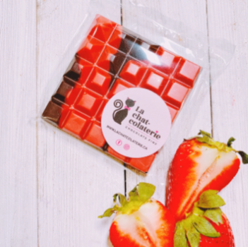 Tablette bijoux chocolat noir et chocolat à la fraise VALRHONA 50g