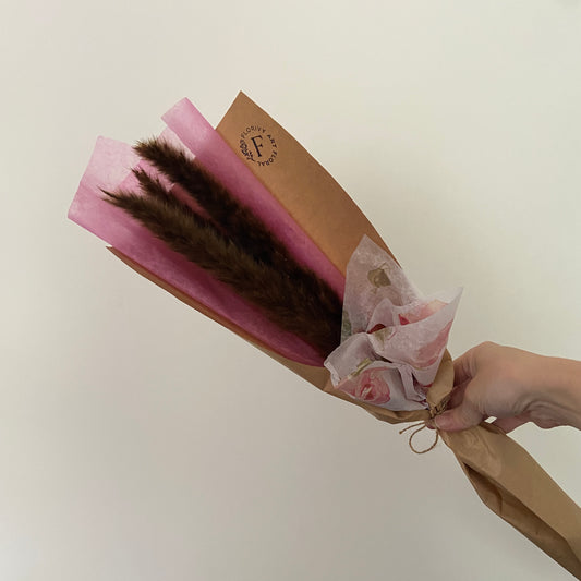 Bouquet de fleurs séchées - bohème pampas brun