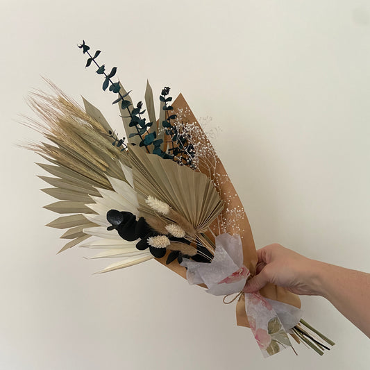 Bouquet de fleurs séchées - pampas bohème vert