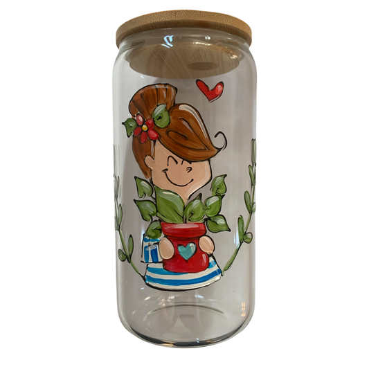 Verre canette Fille qui aime les plantes