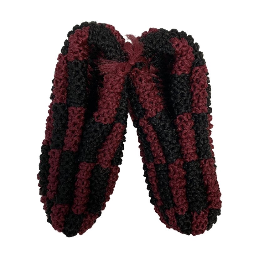 Pantoufles en phentex Homme Carreaux noir & bourgogne