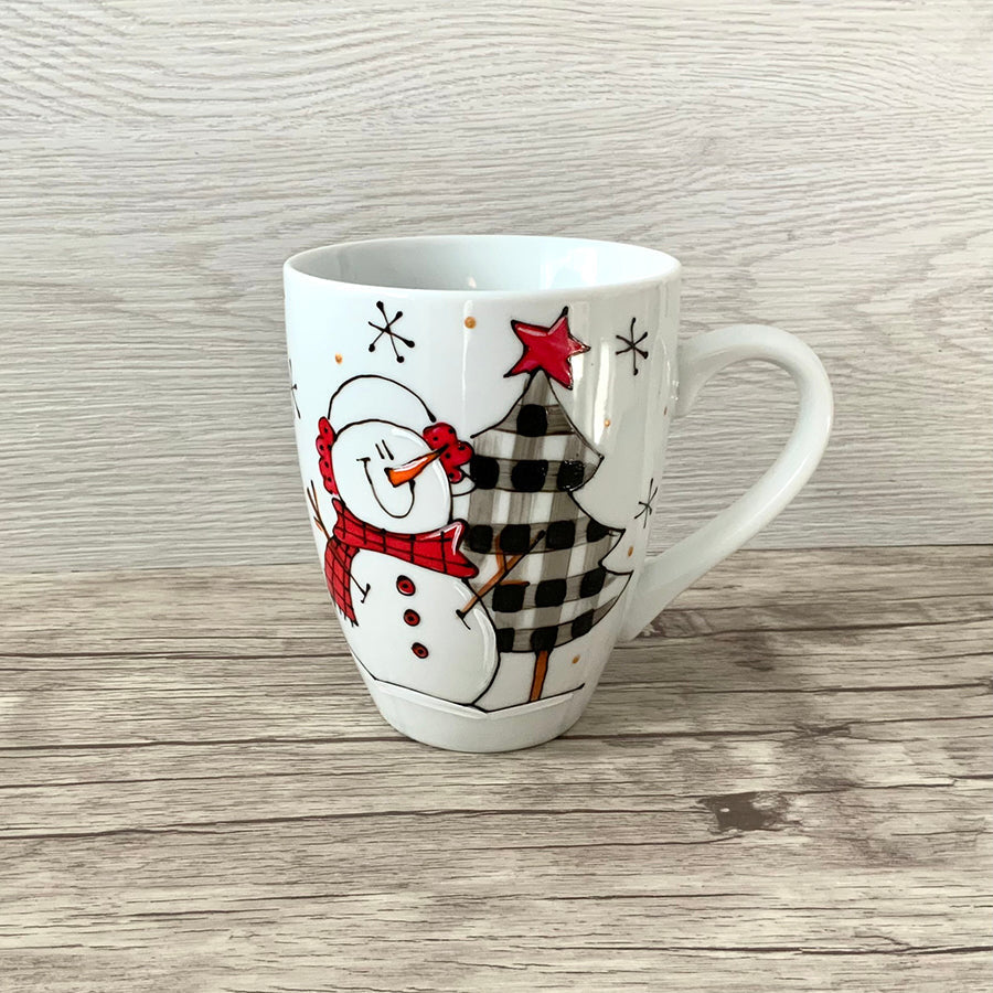 Tasse Bonhomme  de neige & Sapin carreauté ni
