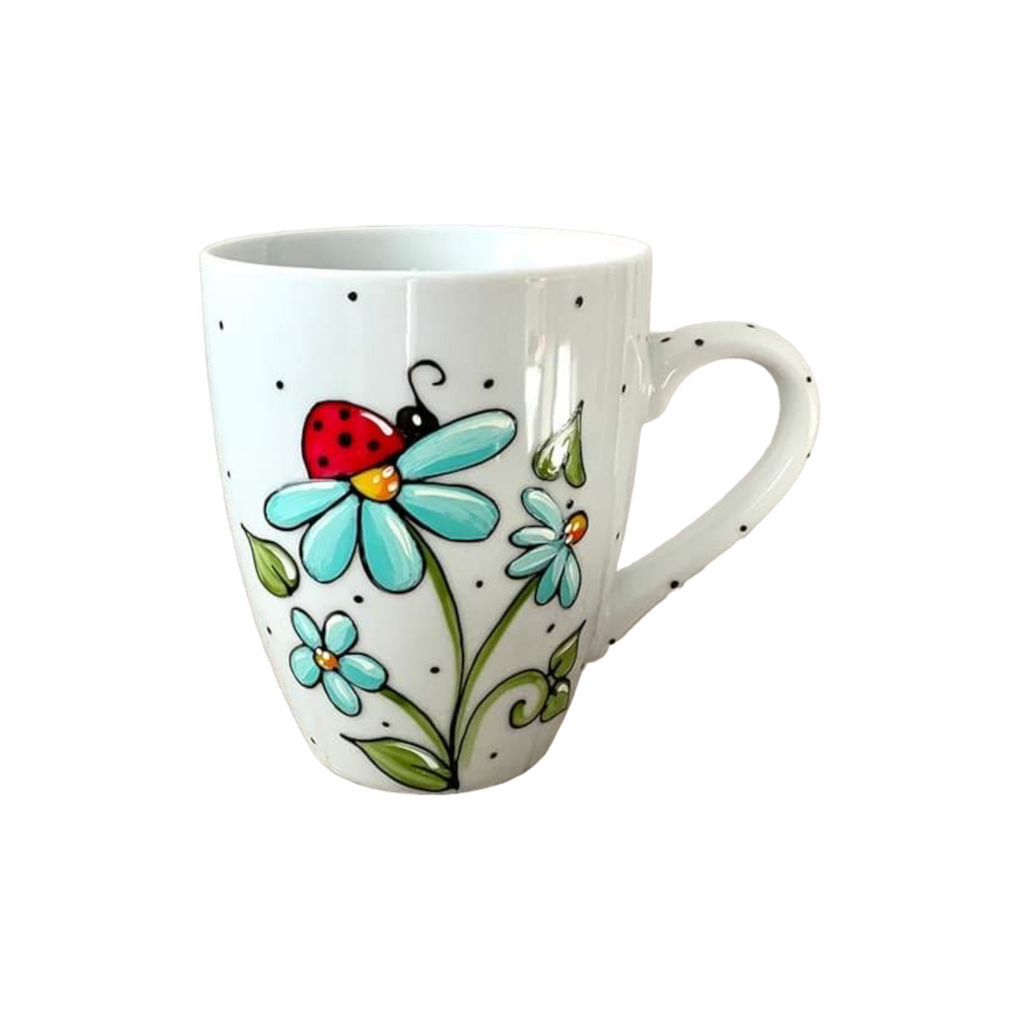 Tasse Fleurs turquoises & Coccinelle