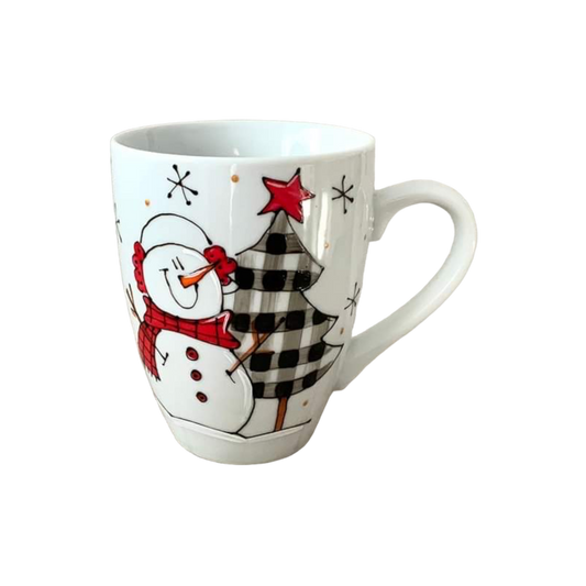 Tasse Bonhomme  de neige & Sapin carreauté ni